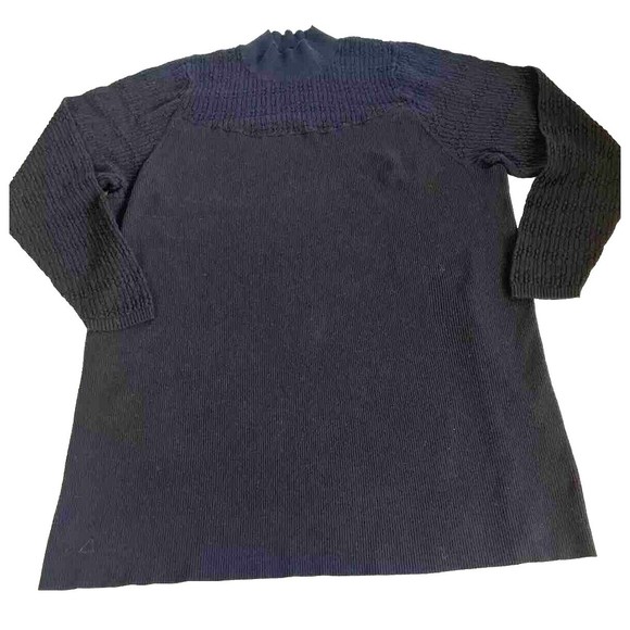 Torrid Black Sweater Mock Turtleneck Plus Sz 6 Tunic Knit Ribbed Crocheted - Picture 1 of 9